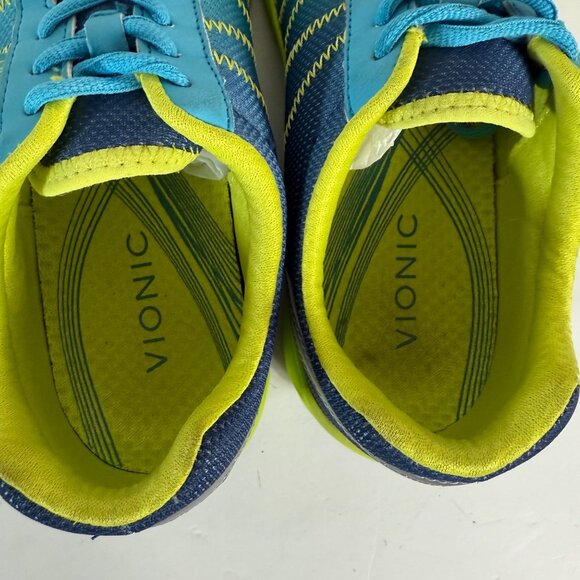 Vionic Womens Alliance Sneakers Size 8 Blue Neon Yellow Athletic Shoes Everyday - Picture 12 of 14